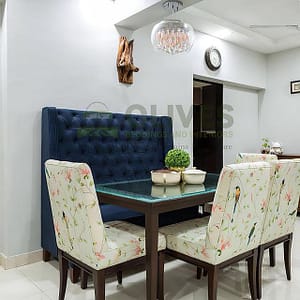 Pattern and Navy Blue Fabric
