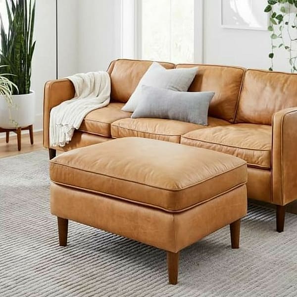 3 Seater Brown Leather Fabric