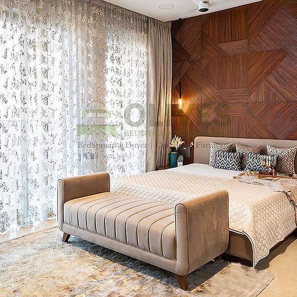 Light Brown Velvet Upholstery Bed