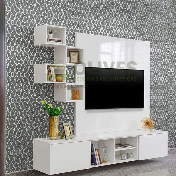 White MDF Shelve and Wall Cladding