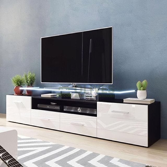 White and black tv console discount